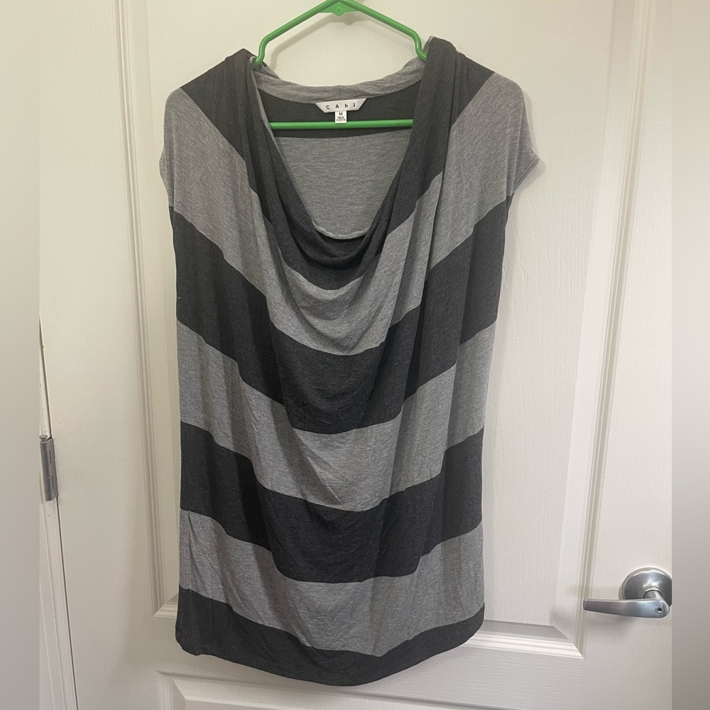 Cabi Women's Cowl Neck Striped Blouse Gray Size medium